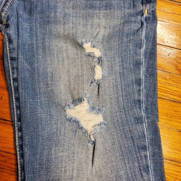 Abercrombie Fitch Ankle Jeans Distressed Denim Busted Knee Cotton Preppy Boho 25 - Picture 6 of 8